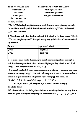 Đề xuất đề thi duyên hải Bắc bộ năm học 2013 - 2014 môn Hoá học lớp 10